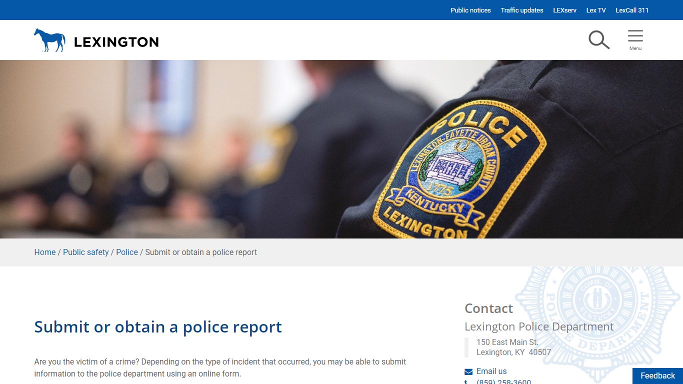 Submit or obtain a police report | City of Lexington